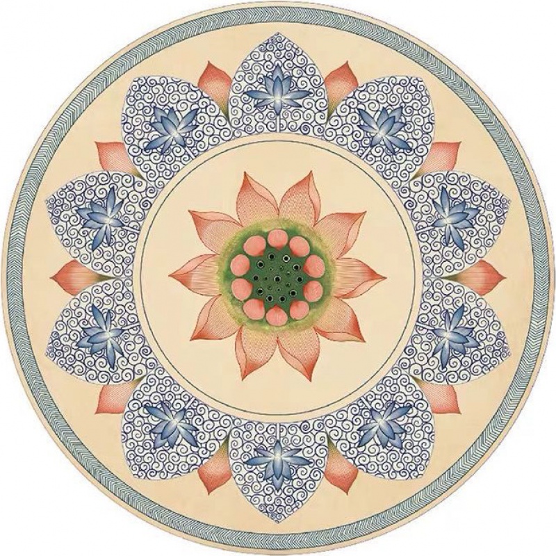 新中式圆形中国风禅意古风打坐瑜伽佛堂莲花吊篮转椅地垫 莲禅 80 cm