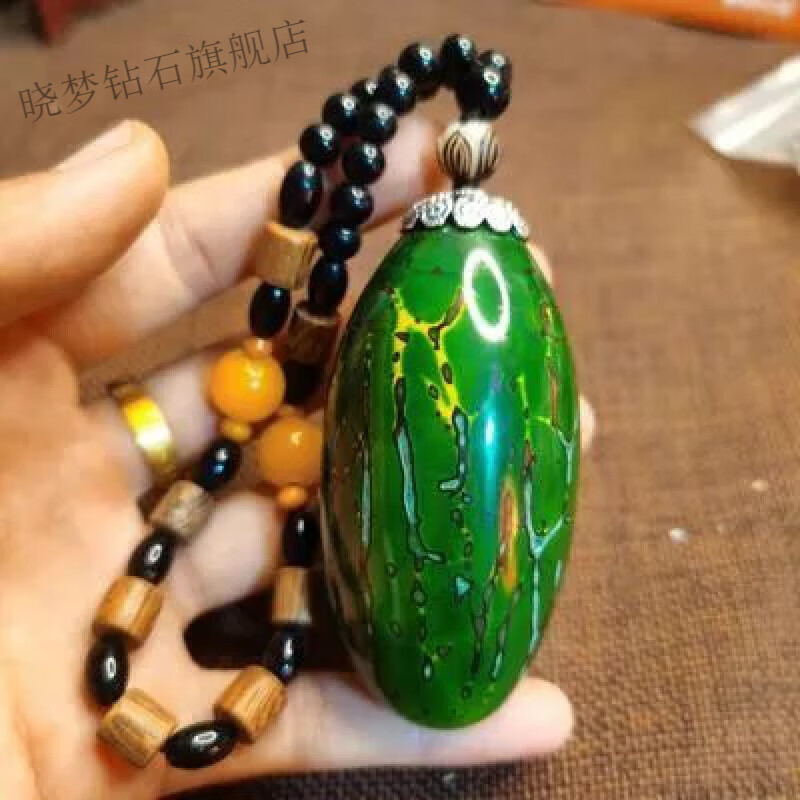 晓梦2024新品菩提果手把件千眼菩提绿成品 千眼菩提绿手把件成品