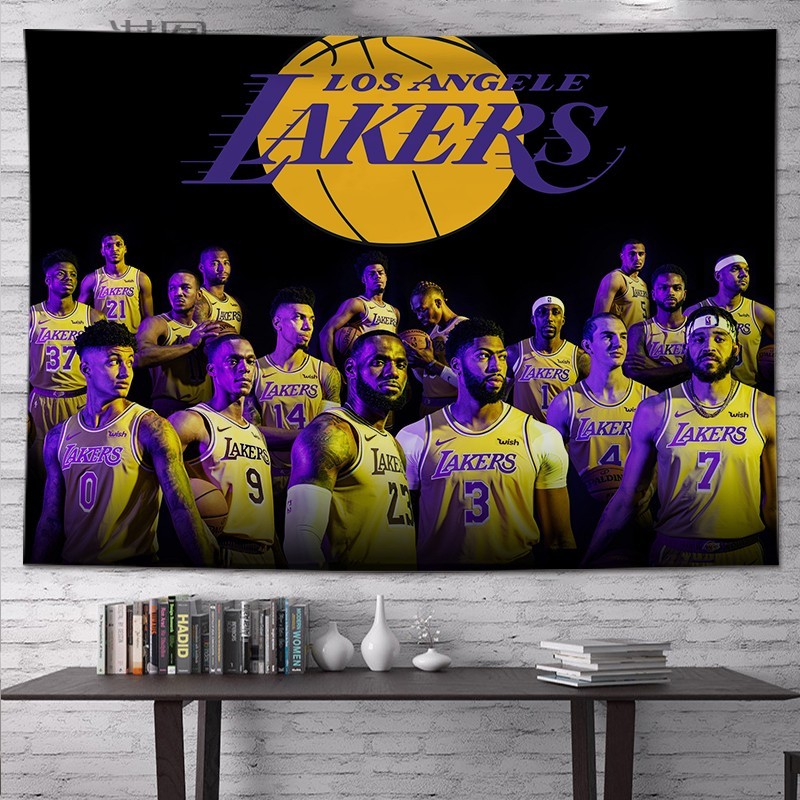 谋图 nba湖人队挂布詹姆斯科比库里背景布ins房间装饰