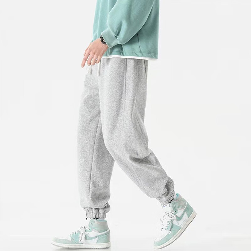 浪莎运动裤男士春秋季新款宽松束脚裤美式篮球裤户外跑步休闲百搭卫裤 浅灰色 XL 【推荐145-165斤】