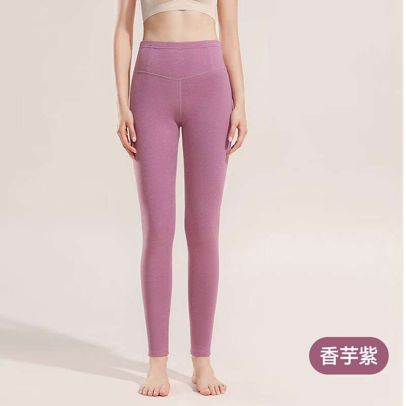 佧森滋双面磨毛高腰保暖裤女内穿修身收腹加厚胖子特大码秋裤女士打底裤 女-香芋紫 XL