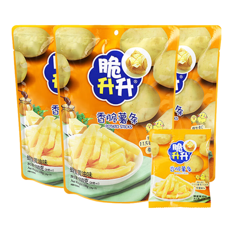 脆升升蜂蜜黃油薯條300g（100g*3） 原薯鮮切非膨化食品休閑零食小吃