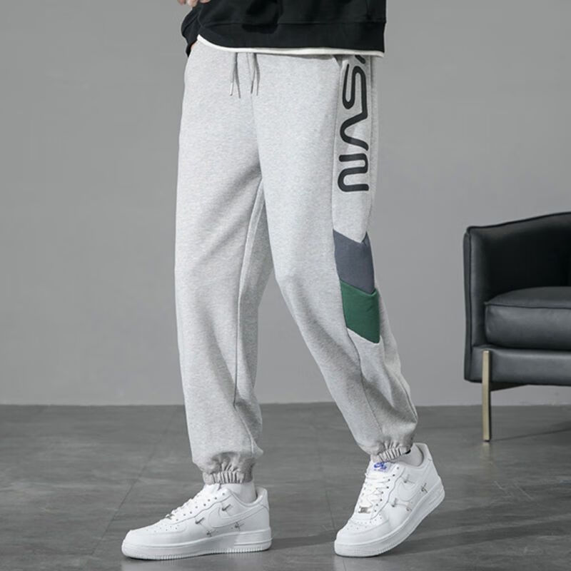 绅弛豹配马丁靴大衣穿的男裤子加绒卫裤青少年卫裤男秋冬季学生初中