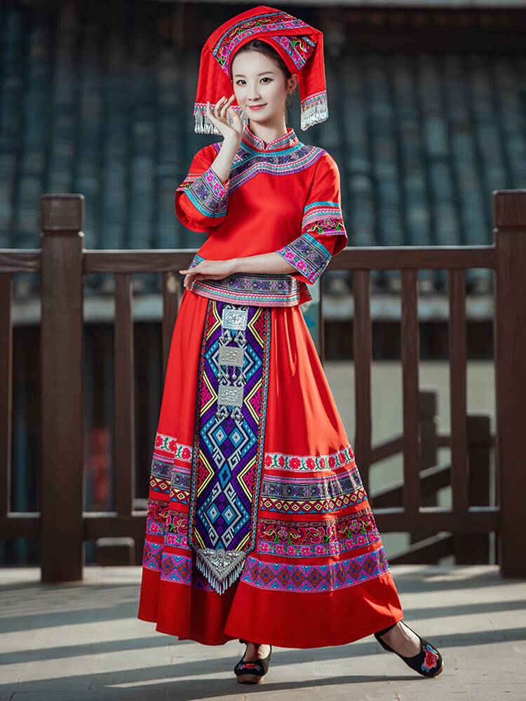 秋凤雅广西壮族三月三民族服饰舞蹈服装男女土家苗瑶族成人少数民族