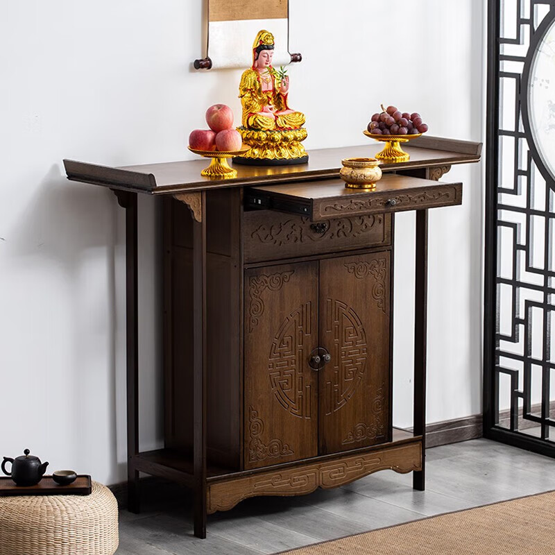 煜铭居佛桌实木供桌佛台家用小供桌子供台经济型香案财神爷 80供桌[非