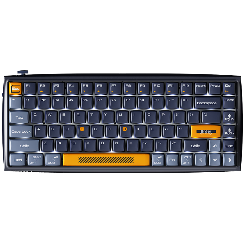 DURGOD杜伽Hi Keys无线蓝牙双模背光机械键盘84键女生办公游戏ipad/Mac笔记本电脑 黛蓝（白光）线性-静音红轴