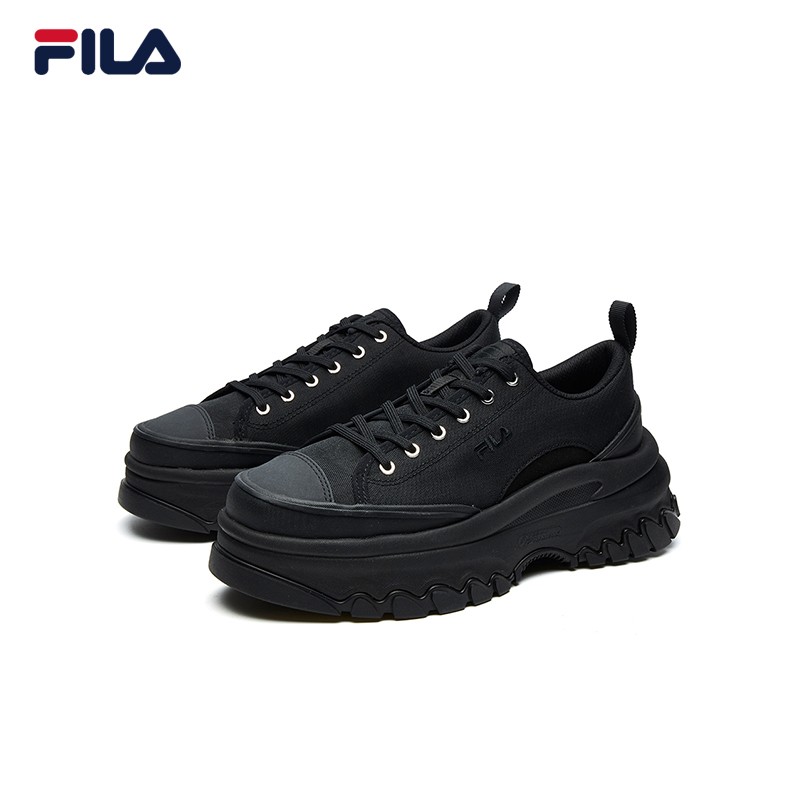 斐乐（FILA）女鞋帆布鞋LAVA胖胖底厚高底增鞋板鞋帆布鞋休闲鞋 黑-BK 37.5