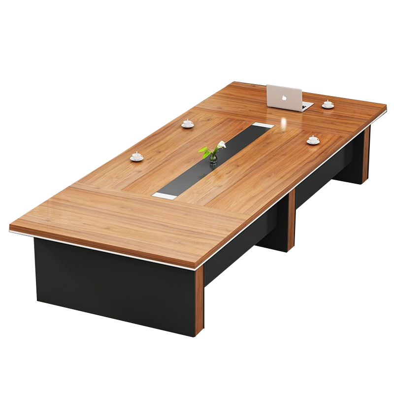 锡田家具 会议桌椅办公家具大型会议室桌椅组合6人8人9人12人会议桌长桌小型会议桌办公洽谈桌椅套装 2.0*1.0两个支撑脚