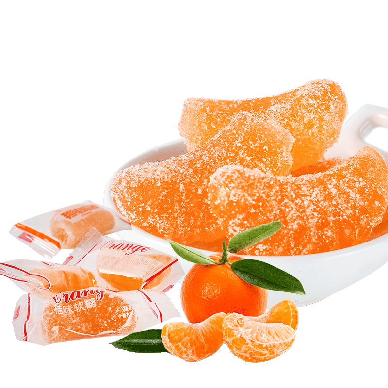 ma)橘子软糖婚庆喜糖桔子瓣果汁软糖怀旧童年零食糖果过年年货 橘子味