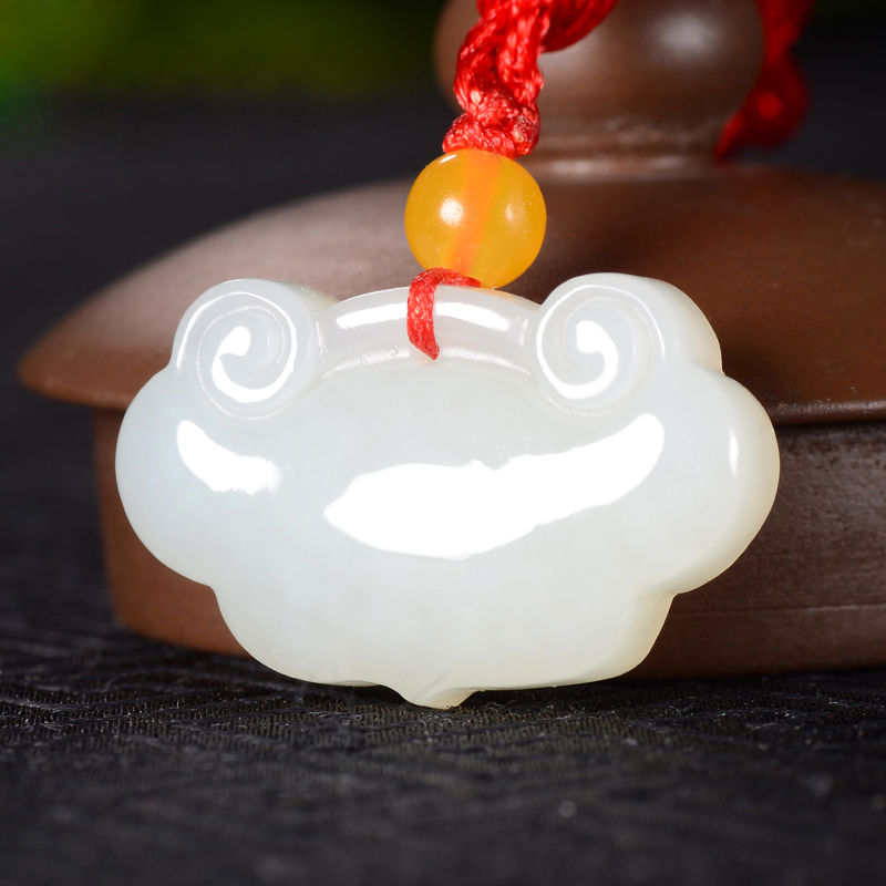 默奢 和田玉白玉长命锁平安锁吊坠 男玉坠 女坠子 宝宝婴儿小孩如意