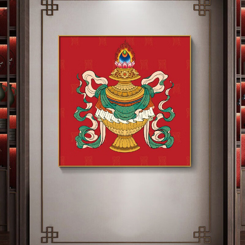 宝瓶-(红色) 50*50cm 铝合金框  棉麻油画布