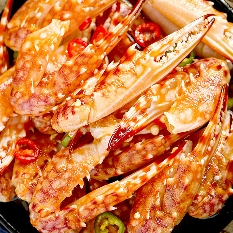 元族麻辣红蟹钳捞汁小海鲜即食罐装醉蟹钳香辣蟹脚蟹腿生腌螃蟹罐头