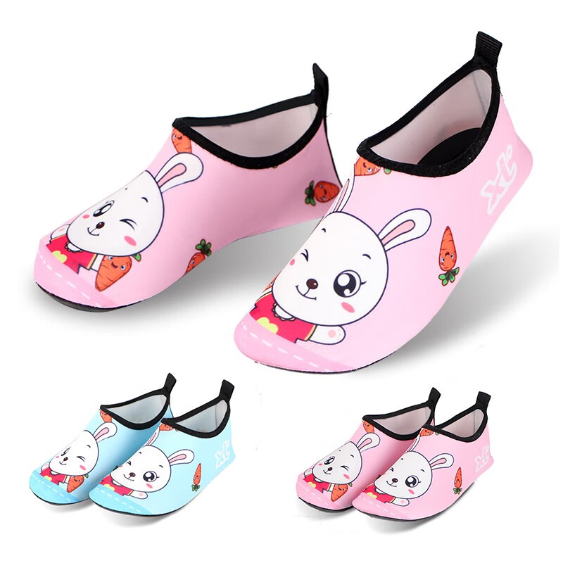 柯帛潛水鞋游泳兒童 赤足貼膚軟鞋浮潛沙灘襪涉水游泳鞋 粉小兔 32-33碼