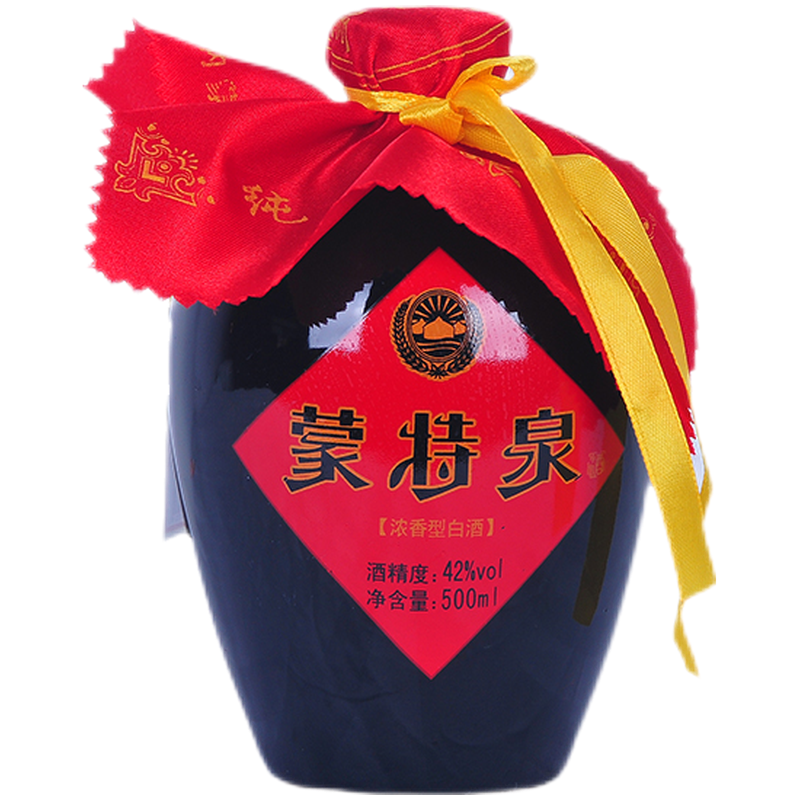 蒙特泉小黑坛浓香型纯粮食高度白酒42度坛装臻品精酿陈年窖藏可享会员价 整箱500ml*6