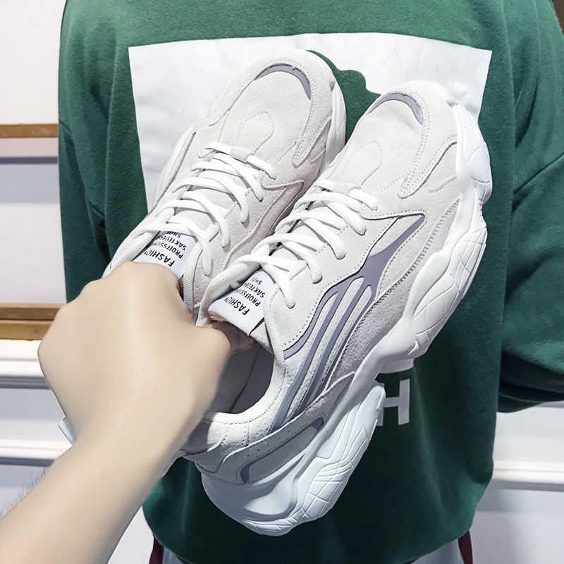 新款男鞋子韩版潮流百搭增高老爹潮鞋秋季学生运动休闲鞋 主图白 42