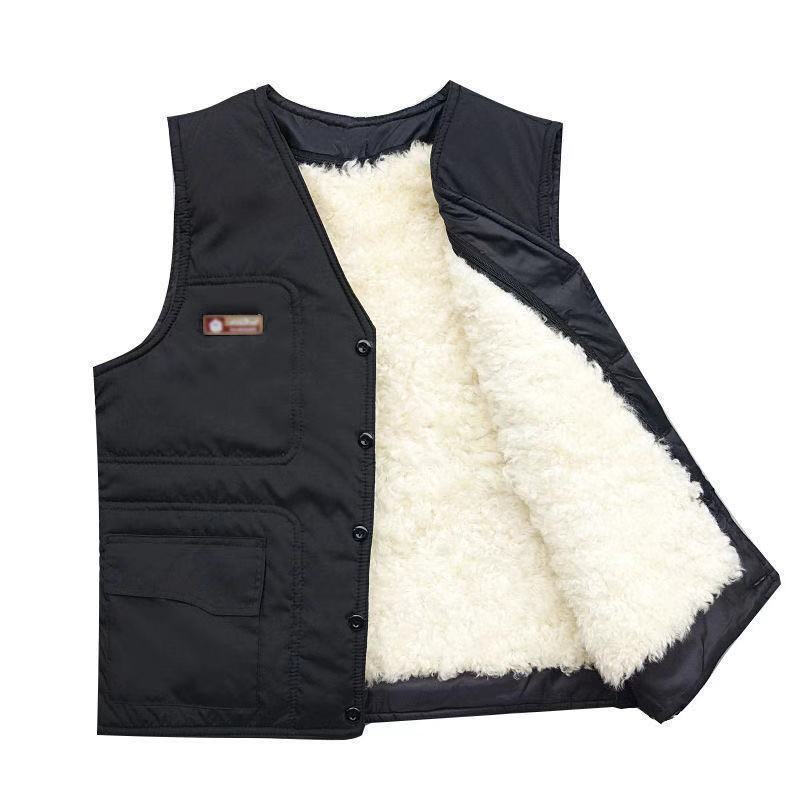 保暖马甲男外穿秋冬季中老年马甲男皮毛一体羊羔背心皮马夹加厚坎肩