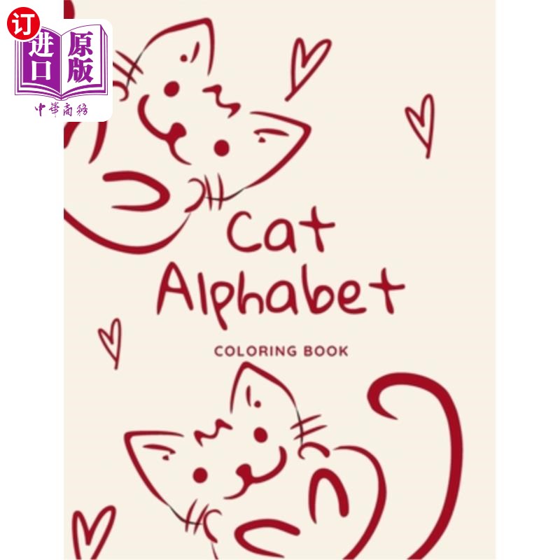 海外直订alphabet cat coloring book 字母猫涂色书