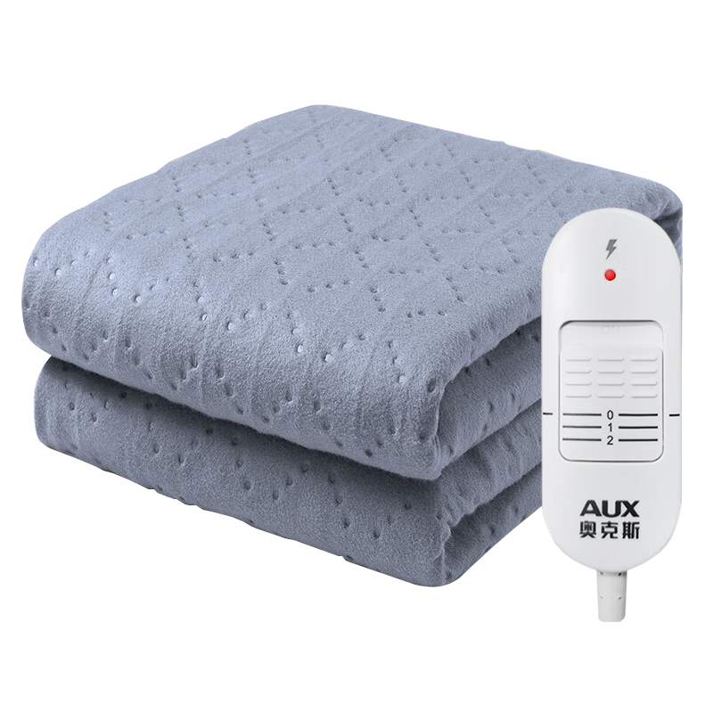 奥克斯（AUX） 电热毯双人电热毯电褥子单人加热垫双控除湿电暖毯毯子褥子 暖绒灰1.5*0.7米[宿舍]