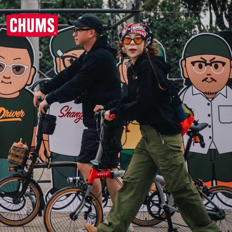 CHUMS洽洽鸟运动连帽卫衣宽松休闲时尚上衣外套情侣款CH00-1406 黑色K001 XL