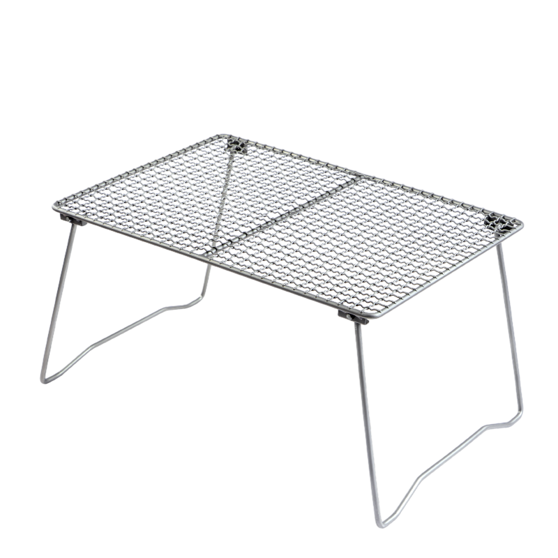 BLACKICE 黑冰 户外野餐纯钛折叠桌露营便携钛桌多功能野炊网格烧烤架Z7114 钛色