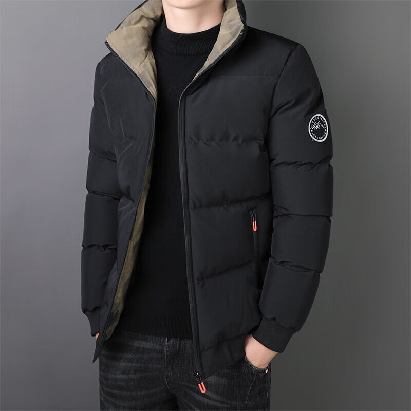 凯逸弗（kainifu）冬季棉服男加厚保暖立领外套男装新款休闲户外大码 黑色 3XL