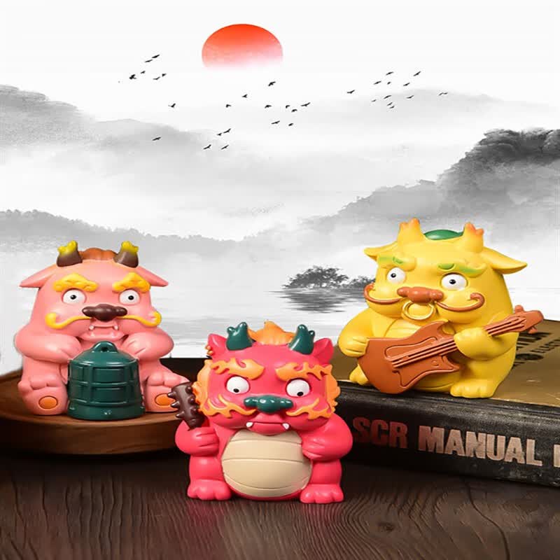 澳颜莱国潮龙宝宝摆件 国风吉祥物龙生九子潮玩生肖龙家居桌面摆件