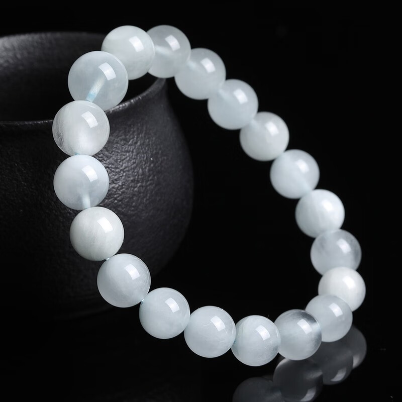 茂然蓝兔毛手链男女款水晶佛珠手串