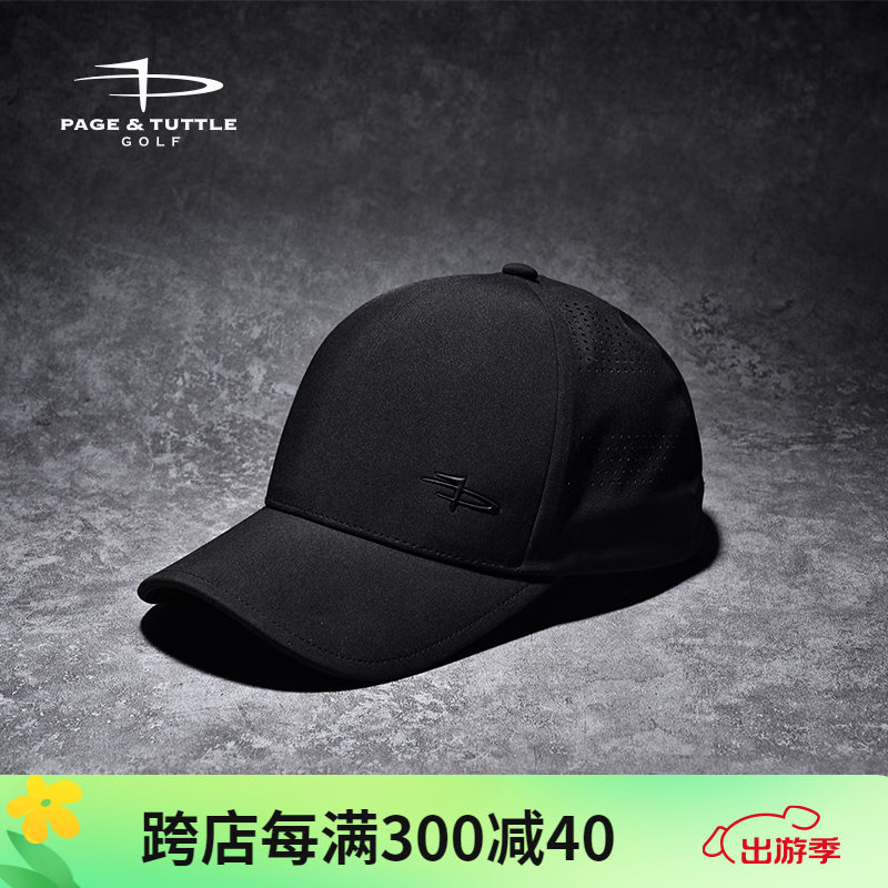 P&TGOLF高尔夫球帽运动防晒透气遮阳帽golf帽子户外吸湿排汗 黑色