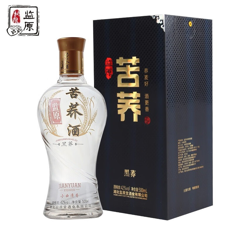 监原纯粮酒 监利粮酒 纯粮苦荞酒小曲清香型原浆白酒送礼粮食酒白酒 42度 500mL 1瓶 【老款黑荞】