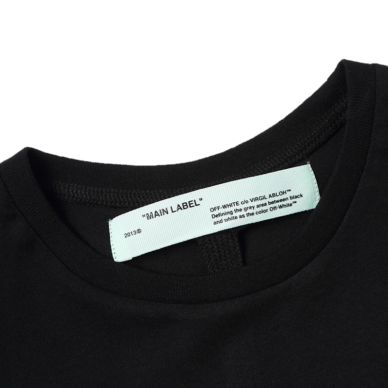 off white 蒙娜丽莎印花图案男士黑色修身棉质圆领短袖t恤 omaa027s