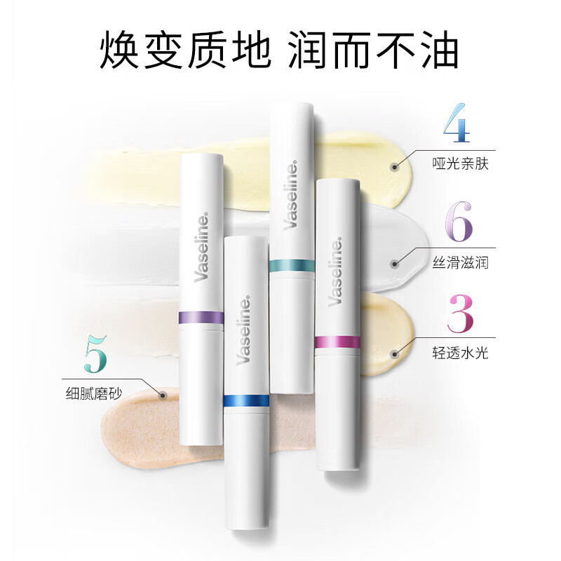 凡士林 润唇膏 (Vaseline)保湿滋润精华焕亮锁水温和滋养弹润护唇膏 数字唇膏4号舒缓特护1.8g+6号淡纹弹润1.8g