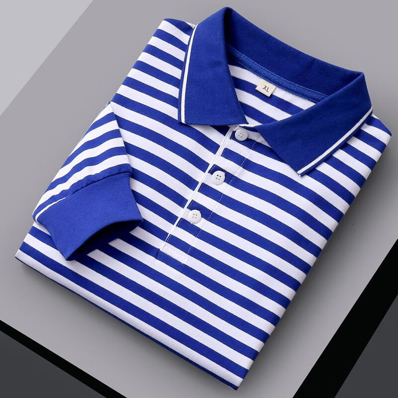 圣大保罗(polo&racquetclub)海军衫男士长袖翻领t恤纯棉 休闲保罗带领