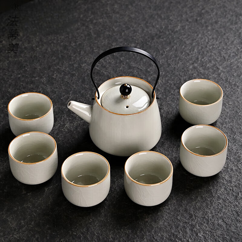 法蒂美轻奢品牌汝窑功夫茶具套装2024新款轻奢家用茶杯个人专用茶具