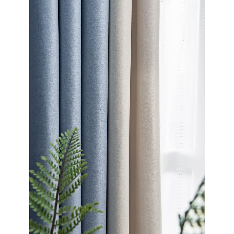 喜家隆(hey kalo)飘窗窗帘u型飘窗帘清新简约现代轻奢色加厚全遮光l型