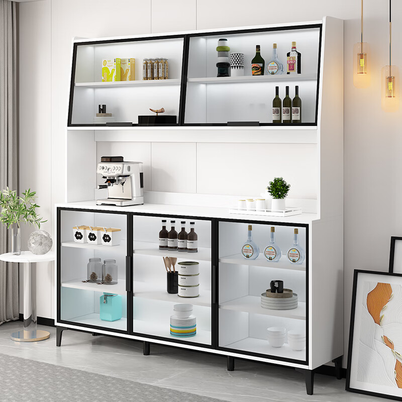 元瑞姿白色餐边柜酒柜厨房橱柜置物架客厅现代简约柜子储物一体靠墙