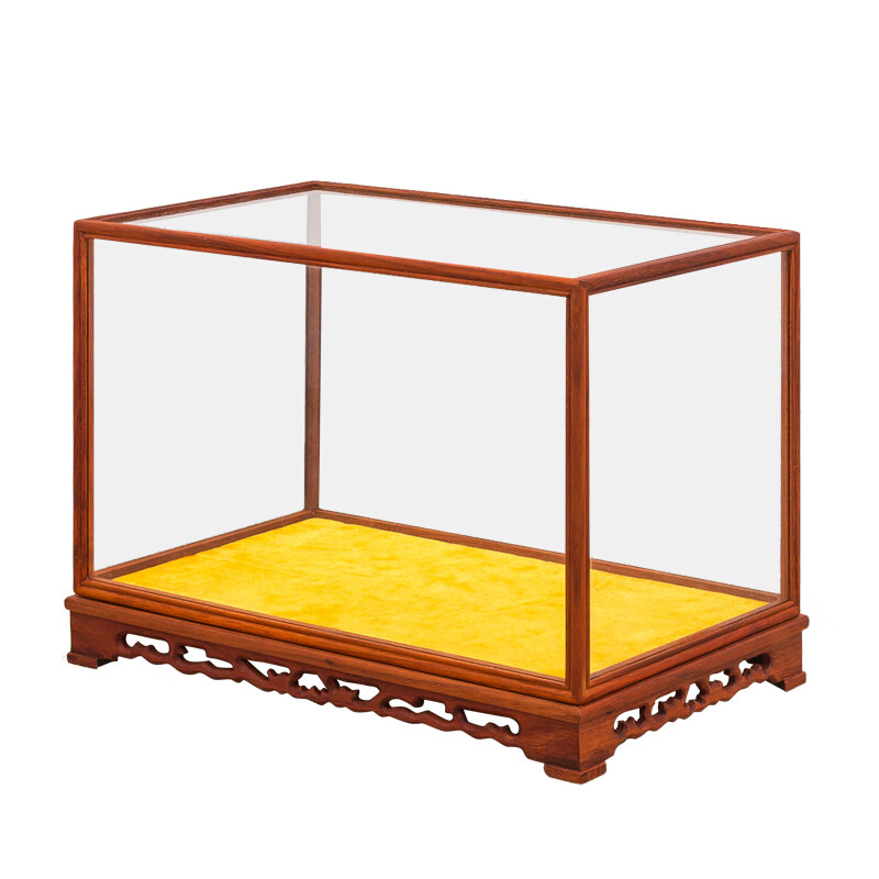 法漫玫红木宝笼玻璃罩摆件佛像文玩工艺品展示盒透明防尘罩子花梨木定制 竖款长30宽30高60
