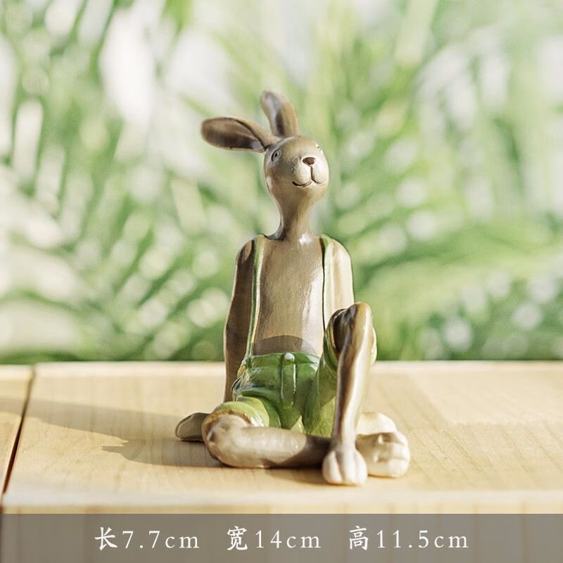 妆兔子塑脂摆件家居工艺品个性装饰房间小摆设卧室客厅酒柜装饰品 绿