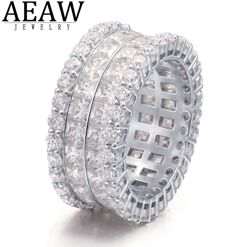 AEAW Jewelry豪华满钻约10克拉公主方戒指莫桑钻戒指 定制款男女通用款