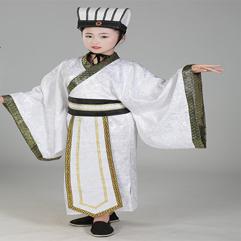 谋士服装古代影视诸葛亮演出服三国孔 白色 单独衣服 s  身高155-160