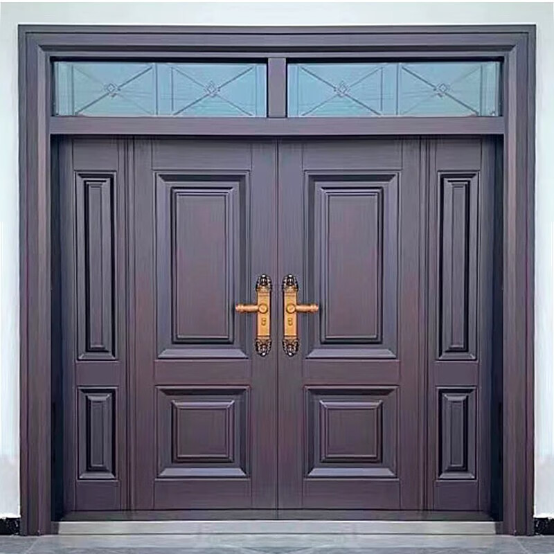 德骊嘉锌合金别墅大门双开门铸铝门玻璃门四开入户农村自建房堂屋进户