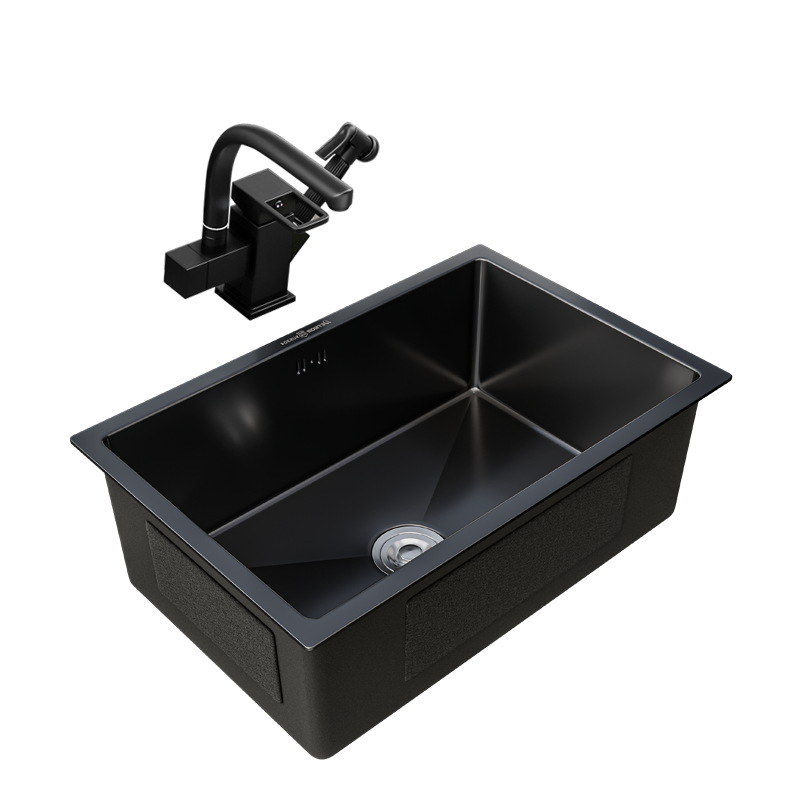 DETBOM品牌水槽价格走势稳定-黑色纳米304不锈钢洗菜盆