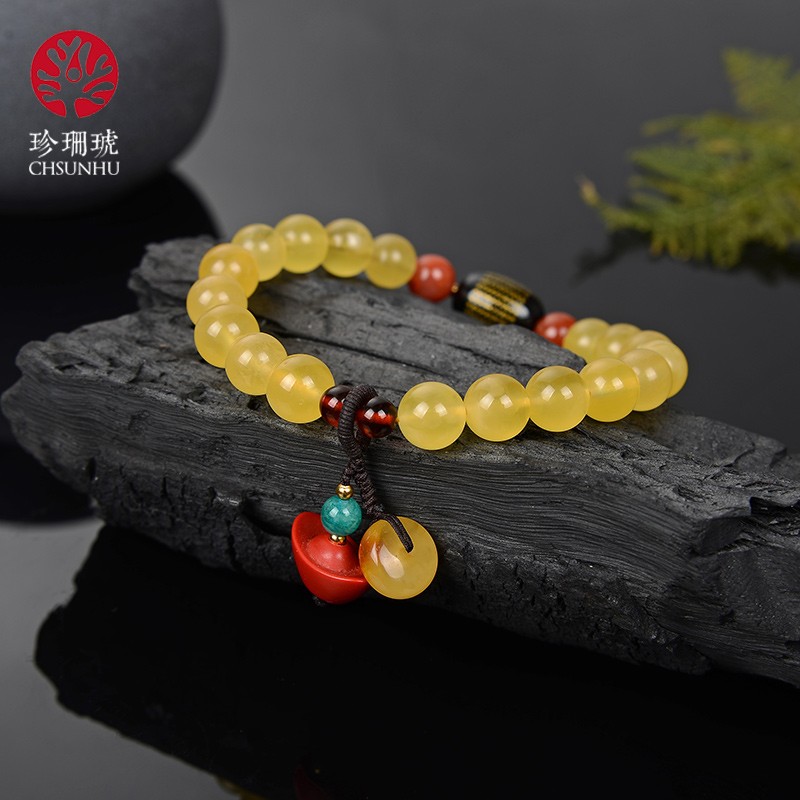 珍珊琥 天然波罗的海蜜蜡手链单圈时尚大气款diy定制手串搭配南红配饰