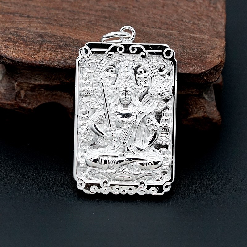 梦至尊 s999本命佛吊坠项链十二生肖守护神大日如来普贤菩萨男 32克银