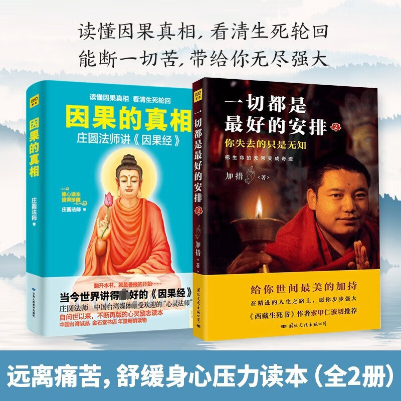 【2册】因果的真相庄圆法师+都是的安排加措心灵修养人生哲学佛学宗教自我实现励志书籍正版 志书籍正版