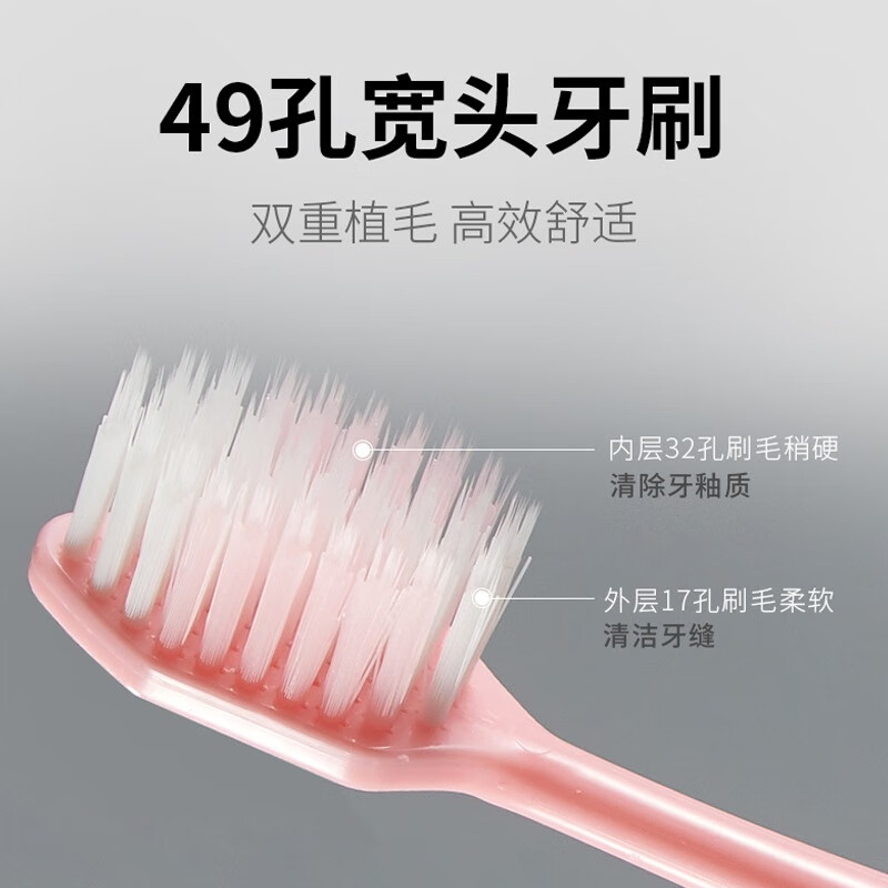 雷治牙刷宽头软毛超细成人家用情侣牙刷家庭装2支装成人女士男士学生 软毛 6支 D29（3盒）颜色随机