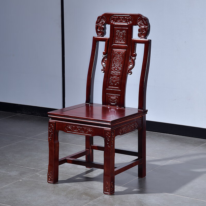 芝易实木仿古阳台象头椅三件套古典雕花围椅圈椅餐椅餐台椅家用木椅子