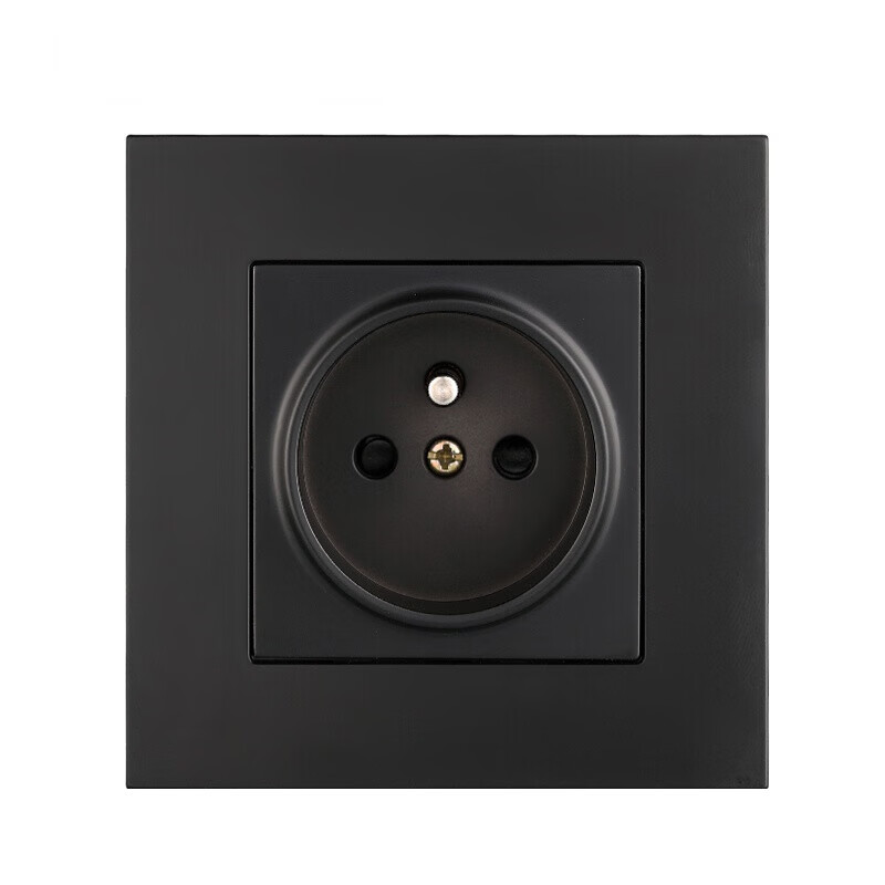 施韵令法式插座16a法标插座86型插座面板墙壁电源欧规插座 黑色