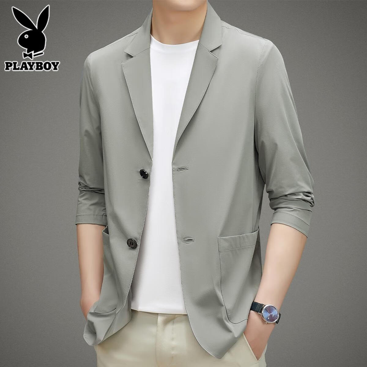 花花公子夏季薄款西服男士单西外套潮牌商务正装休闲西装男春秋季
