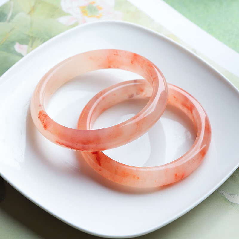 pure girl 桃花酿金丝玉手镯玉石镯子女士款 粉红色时尚少女款佘太翠