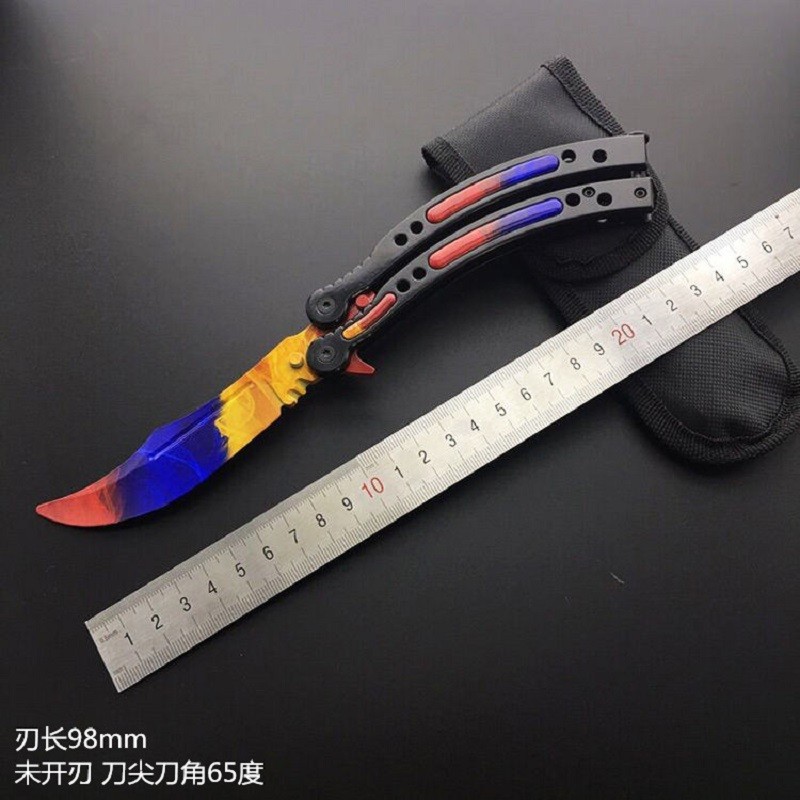 狼爪 csgo蝴蝶甩手刀折叠练习叨训练耍刀户外防身工具表演叨 渐变